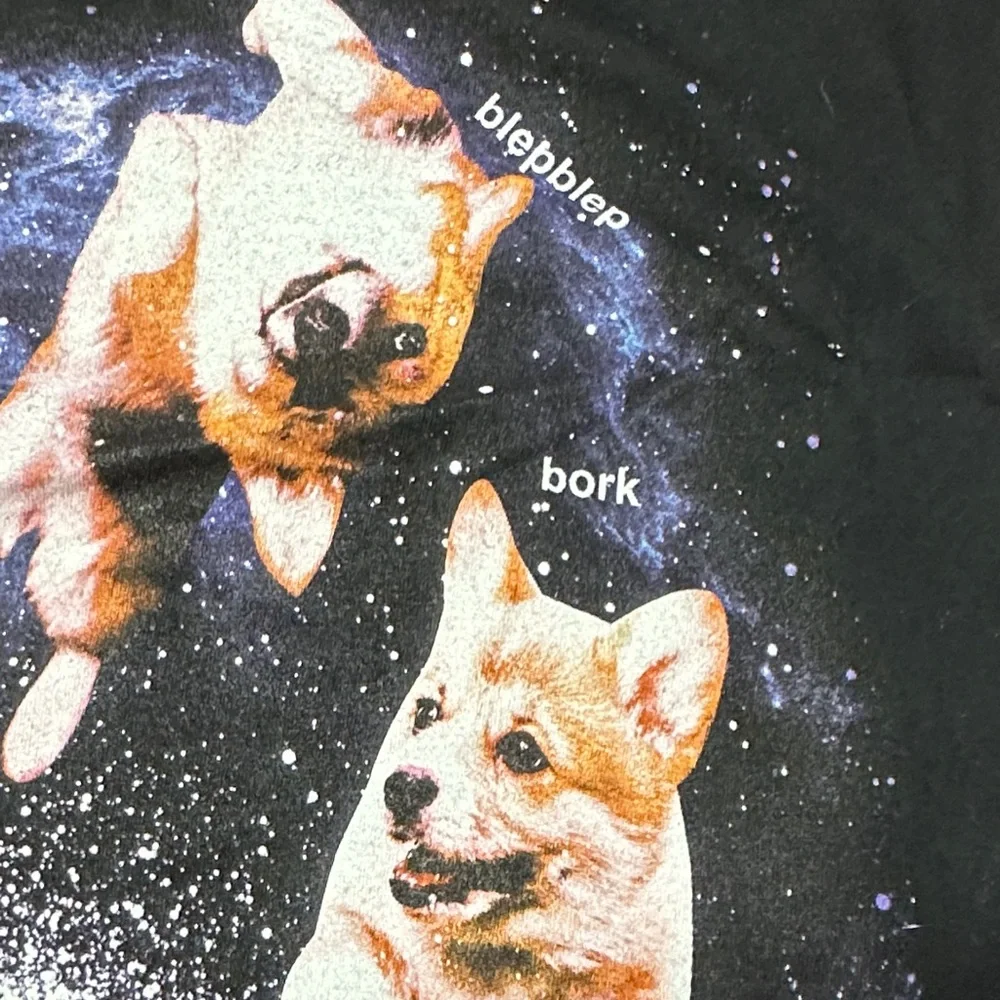 Black Matter Black Tee with Corgi Galaxy Print - Picture 6 of 7